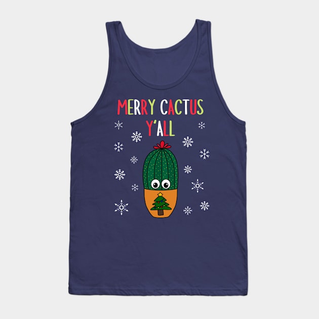 Merry Cactus Y'all - Cactus In Christmas Tree Pot Tank Top by DreamCactus